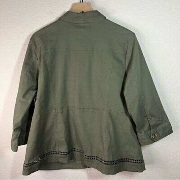 Westport womens olive green‎ button front 3/4 sleeve jacket size 2X - Picture 2 of 5